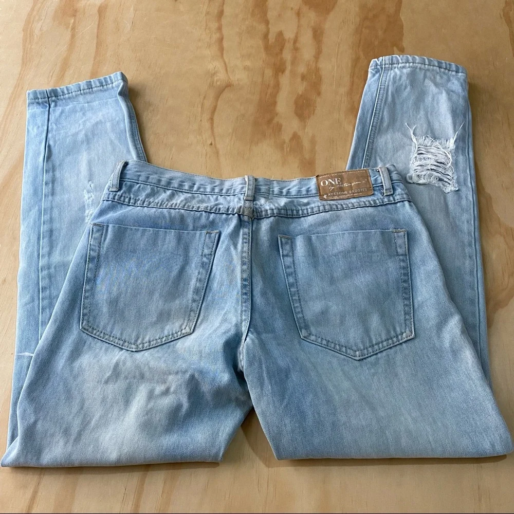 One Teaspoon Awesome Baggies Relaxed Distressed Tapered Rolled Jeans Size 27 - Picture 3 of 9